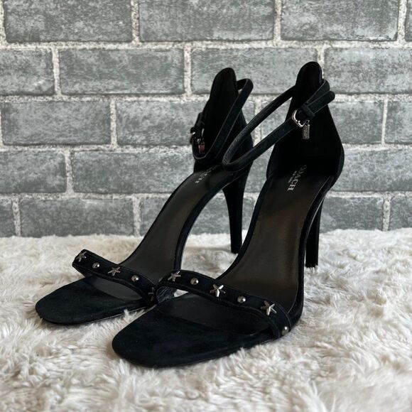 Coach Melrose Black Suede Heels Size 10 B - Picture 1 of 12